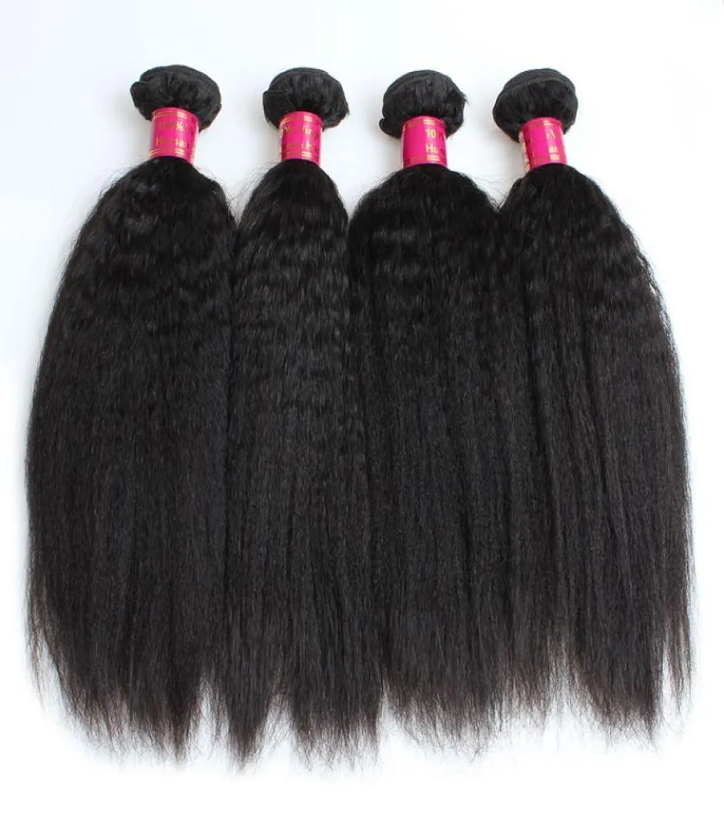 Brasileiro Kinky Straight Human Human Weave Bundles 10A Não Processado Peruano Malaio Indiano Italiano Grosso Afro Yaki Cabelo Reto 8287939