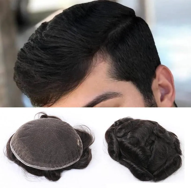 La más nueva peluca Men039s súper fino de encaje suizo para hombres peluquín 8x10 pulgadas pelucas masculinas protésicas de cabello humano brasileño 5332803