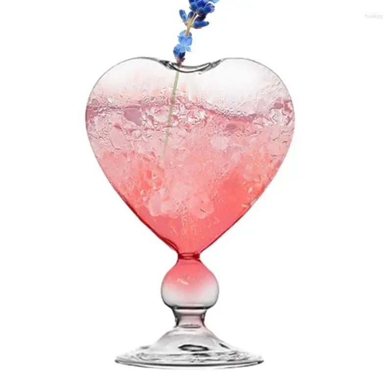 Copas de vino de 210ml, copas para el día de San Valentín, vaso creativo con forma de corazón, transparente para beber champán romántico para San Valentín