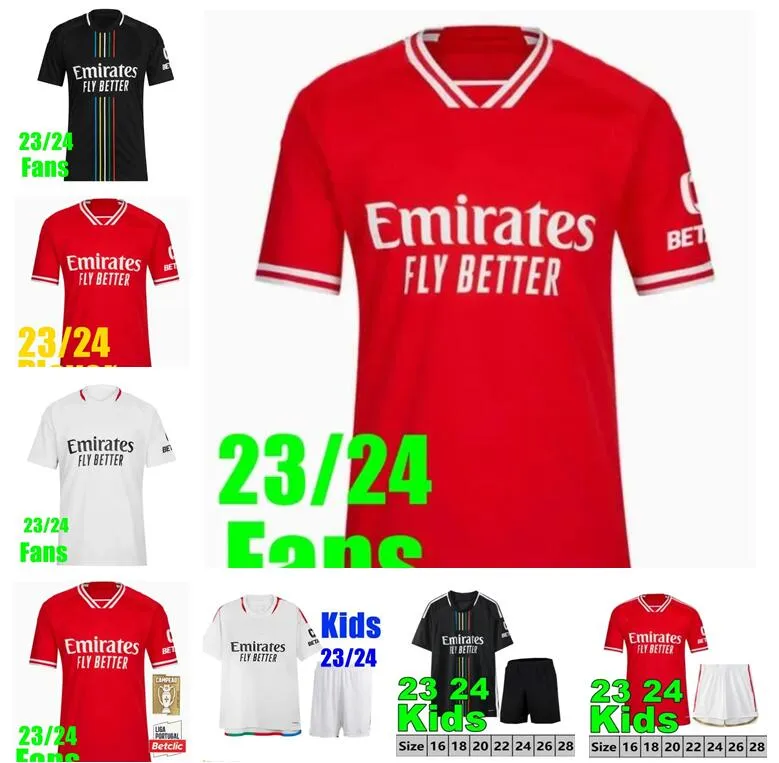 23 24 DI MARIA 11 Player Player Version Benfica Soccer Jerseys Seferovic Waldschmidt Pizzi Rafa G.Ramos 2023 Pre Match Home Away Men Kids Third Kokcu Football Shirts 4XL