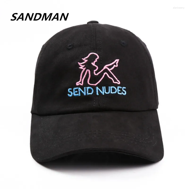 Casquettes de balle SANDMAN Lettre Envoyer Nudes Casquette Snapback Coton Baseball pour hommes Femmes Réglable Hip Hop Papa Chapeau Bone Garros Casquette