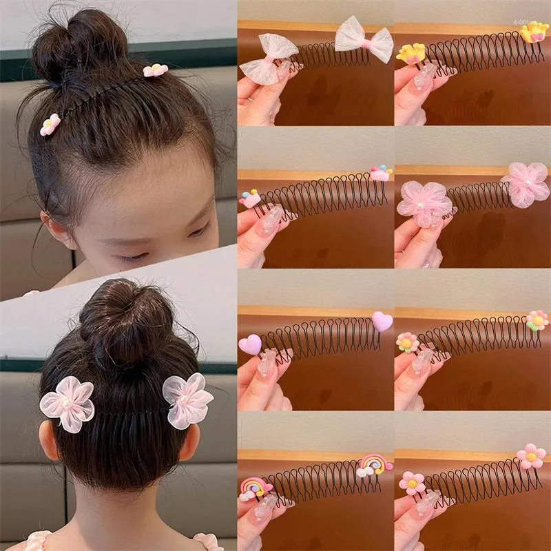 ヘアアクセサリーファッションかわいいカラフルな花の櫛女の子のための甘い合金前髪壊れたクリップ