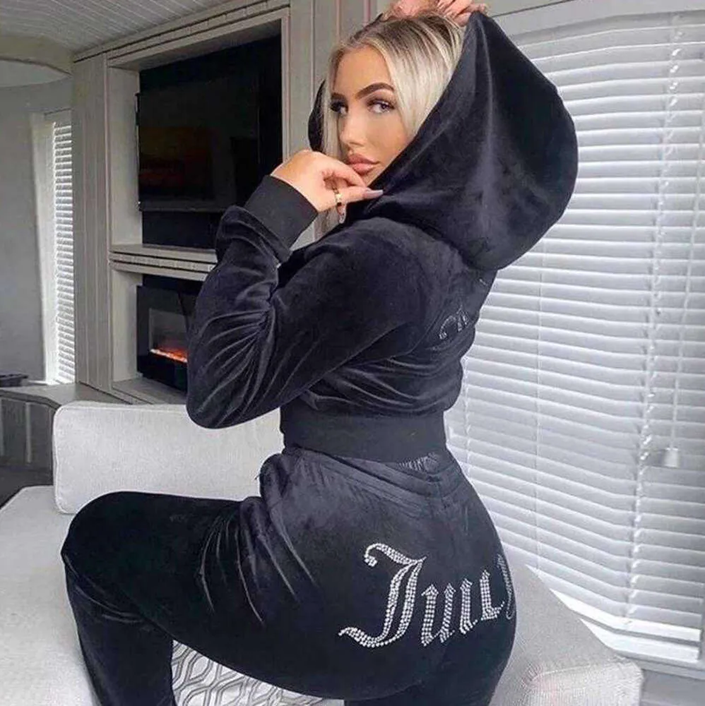 2024 New Juicy Tracksuit Women Velvet Coutoure Two Piece Set tracksuit Sweatsuits For Pants Sets 88