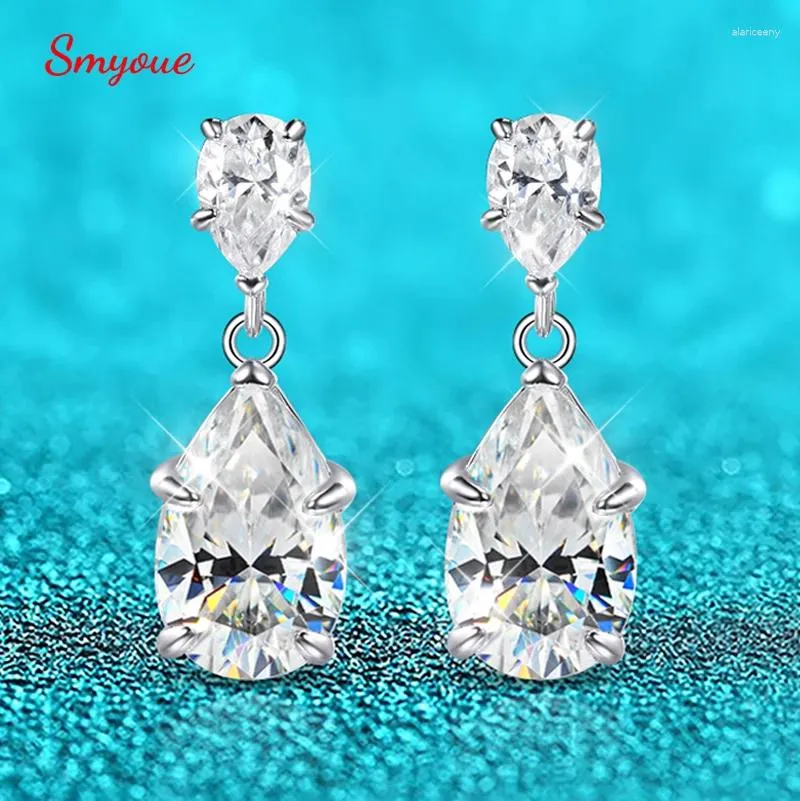 Orecchini pendenti Smyoue 7cttw Taglio a pera D Colore Pieno Moissanite Goccia per le donne Gioielli in argento sterling 925 placcato 18k di alta qualità