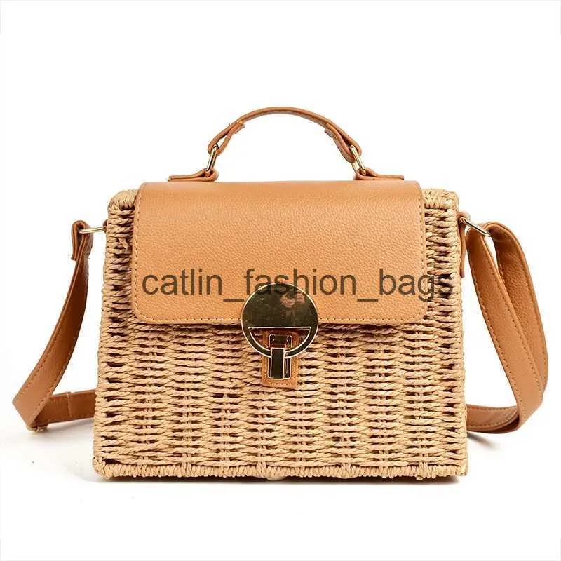 Shoulder Bags 2020 New design Mirror Trapezoid Button Lock Rattan Bag Crossbody Woven Small Female ladies hand bagsH24217