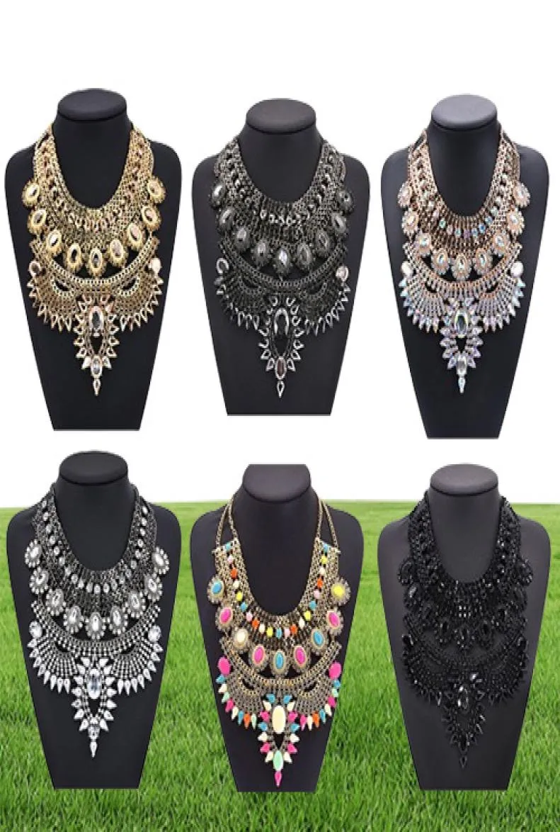 PPG PGG Fashion Jewelry Chunky Chain Big Statement Crystal Bib Collar Halsband Vintage India Style Charm Jewelery Bijoux46443563997013
