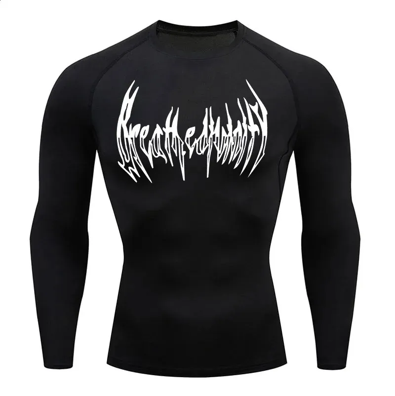 Компрессионная рубашка с длинным рукавом Черная футболка для фитнеса Мужская мышечная быстросохнущая спортивная одежда для спортзала Защита от солнца Спортивный базовый слой 240201