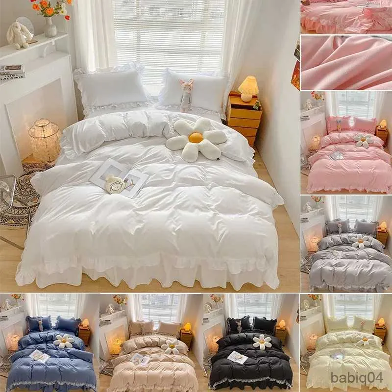 Bedding sets Lace Bed Skirt Luxury Princess Girl Bedspread Queen King Size Spring Fitted Sheets Bed Mattress Cover Retro Bedding with Skirt