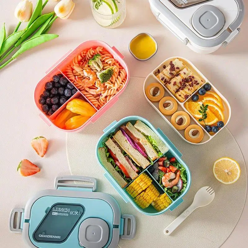 Vaisselle boîte à déjeuner conteneur Portable étanche Double couche Bento stockage pour sandwichs salades
