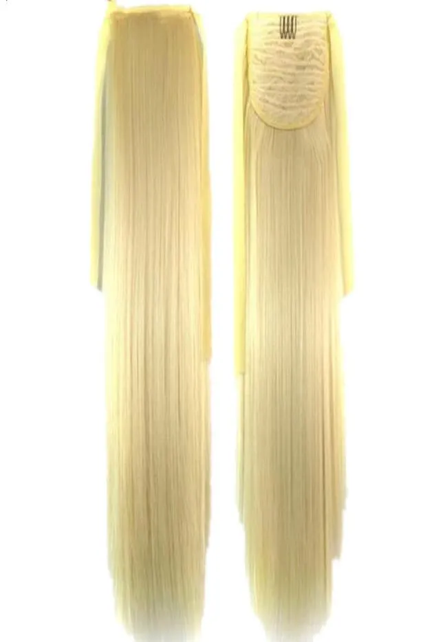 111 Synthetische paardenstaart Lang steil haar 16quot22quot Clip Paardenstaart Haarverlenging Blond Bruin Ombre Haar Staart Met Trekstr4235663