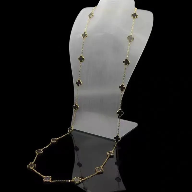 2024 Designer-Halskette für Damen, luxuriös, 18 Karat, mit 10 Blumen, vierblättriges Kleeblatt-Anhänger-Halsketten, hochwertige Gold-Klassik-Kettenschale für Hochzeitsschmuck mit BoxQ10
