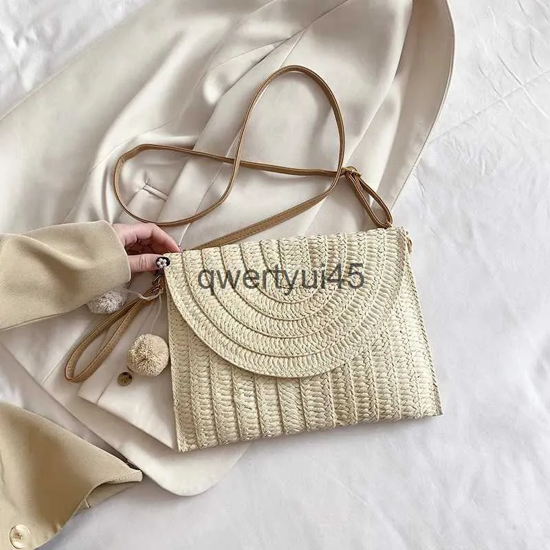 Axelväskor avslappnade kvinnor kuvert clu lady fasion crossbody väska beac halm vävd messenger soulder rese tote purseh24217