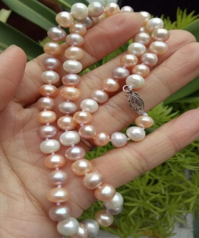 Fine 910 mm South Sea White Pink Purple Multicolor Pearl Naszyjnik 18 Quot 14K4174421