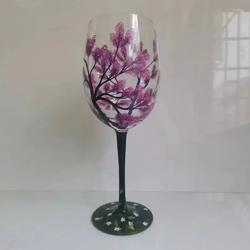 Şarap bardak büyük mevsimler dört cam kokteyl bira ağaçları, fincan baskılı yüksek kapasiteli bacaklı basılı için yaratıcı set