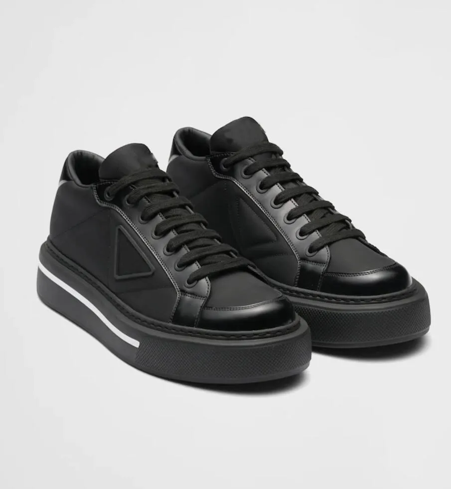 24 neue weiße schwarze Makro-Männer-Sneaker-Schuhe Re-Nylon gebürstetes Leder-Trainer-Stoff-Gummisohle-Plattform-Skateboard-Komfort-beiläufiges Gehen EU38-46