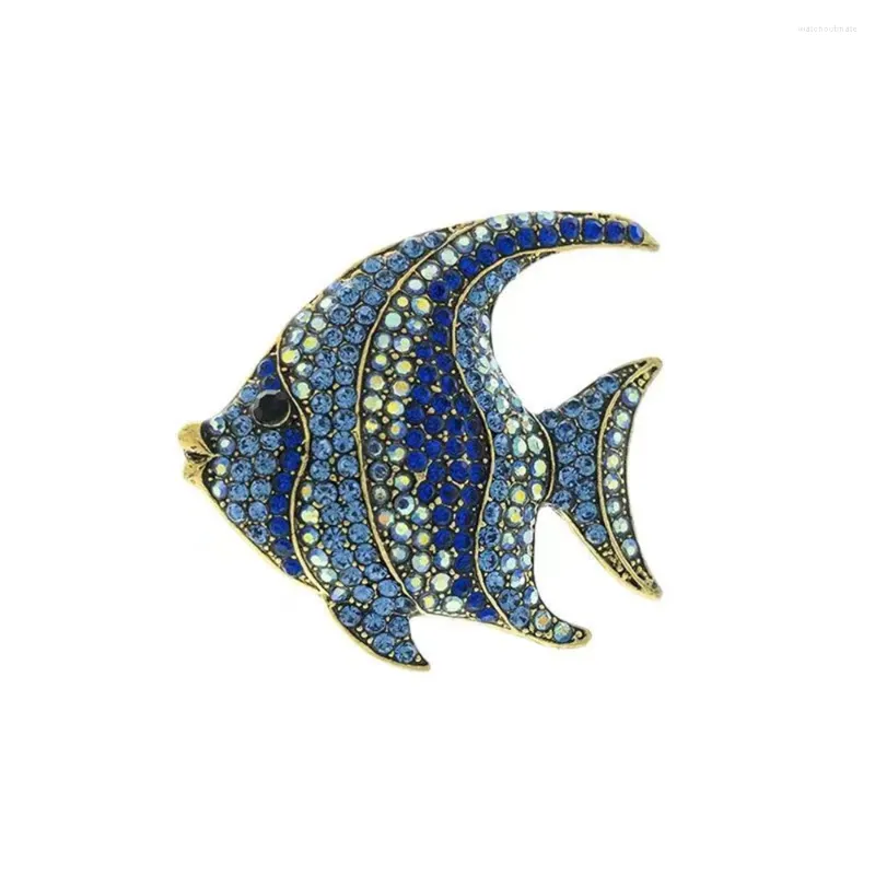 Broches de poisson Tropical en strass scintillant pour femmes, épingles d'étiquette d'animal de mode 3 couleurs, Badge de sac à dos mignon, accessoires de bijoux