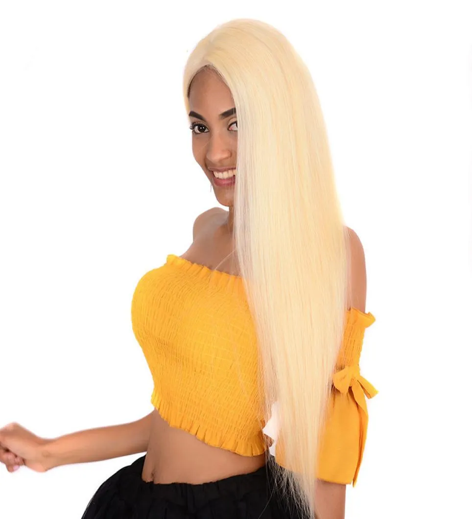 Pełna koronkowa peruka 613 Blondynka Szwajcarska HD przezroczyste koronkowe peruki czołowe z dziecięcymi włosami Blueless Brazylian Full Lace Virgin Human Hair Wig7044866