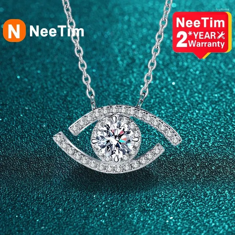 Pingentes NeeTim Real Moissanite Pingente Colar Para Mulheres 925 Sterling Silver Pass Diamante Festa de Casamento Nupcial Jóias Finas Presente