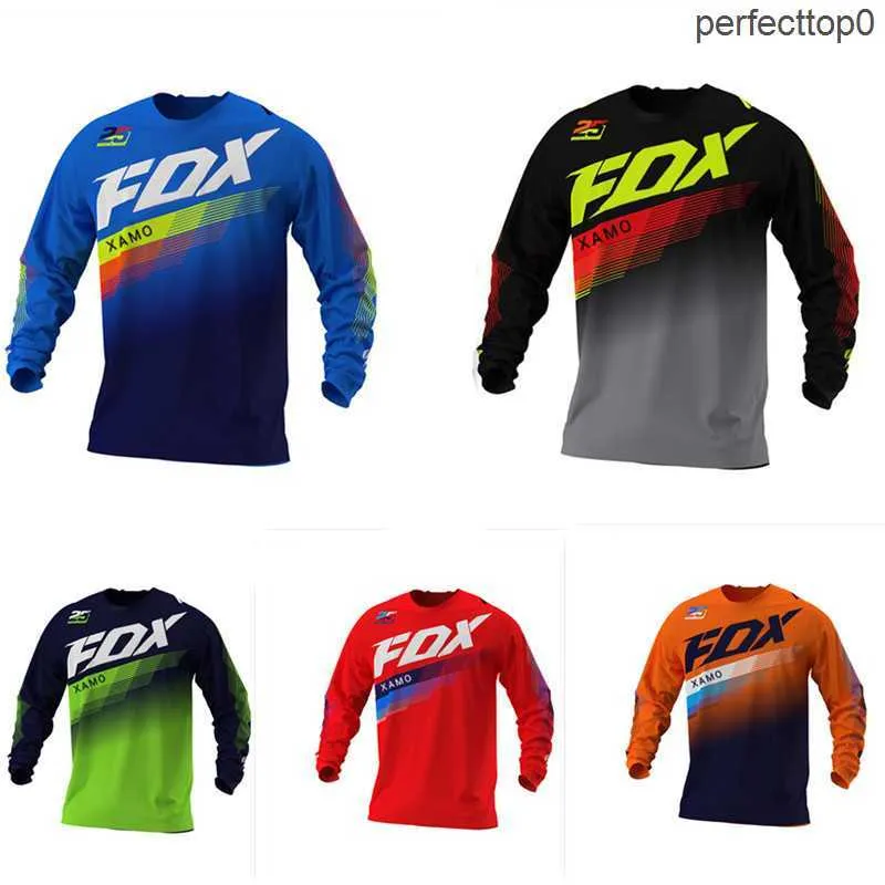 Herren-T-Shirts, neuer, meistverkaufter, langärmliger Foxx-Geschwindigkeitsreduzierungsanzug für Herren, Mountain Road, Radfahren, Offroad, Motorrad, atmungsaktive Sportbekleidung