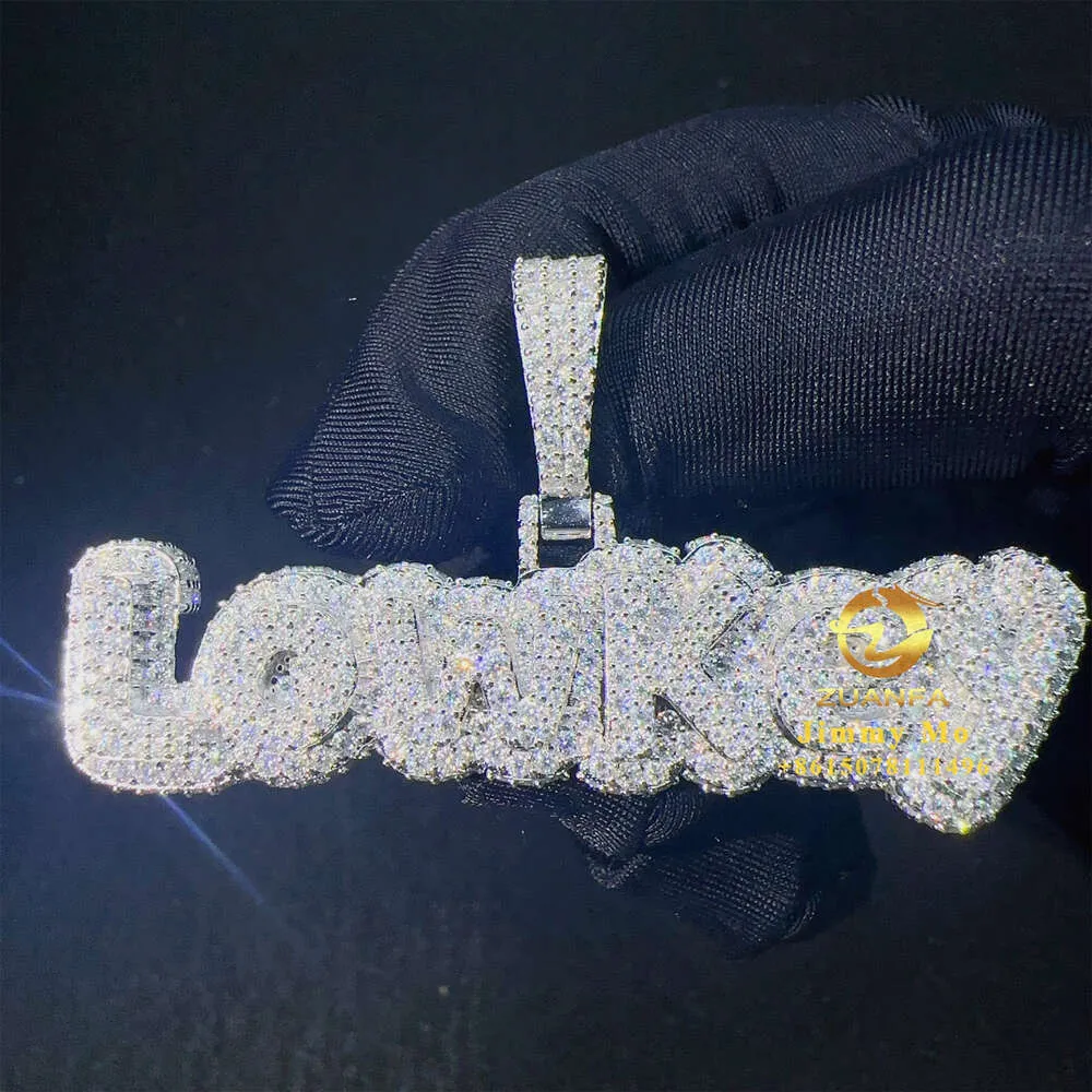 Modna biżuteria dostosowana do hip hop lśniących w pełni mrożony vvs moissanite diamentowy liter
