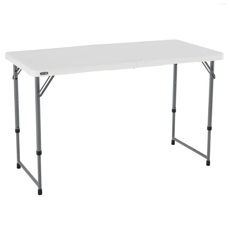 Мебель для лагеря 4-футовый прямоугольный складной пополам стол с регулируемой высотой для использования в помещении и на открытом воздухе, белый гранит жилого класса (4428)