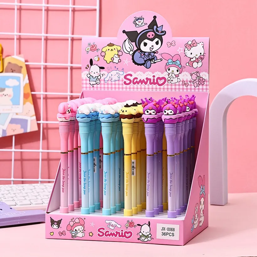 LED Licht Cartoon Kuromi Stift Nette Student Schreiben Presse Natürliche Gel Stift 0,5mm Schreiben Glatte Kinder Schreibwaren Geschenk 3041