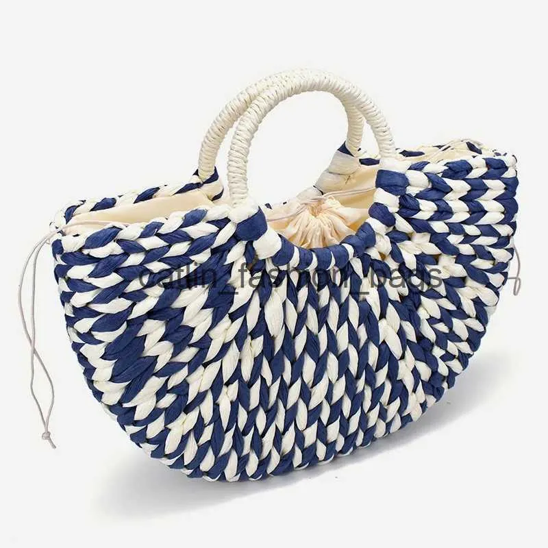 Totes 2019 New Women Round Bucket Semicircle Straw Bag Handmade Net Color Woven Basket Rattan HandbagH24217