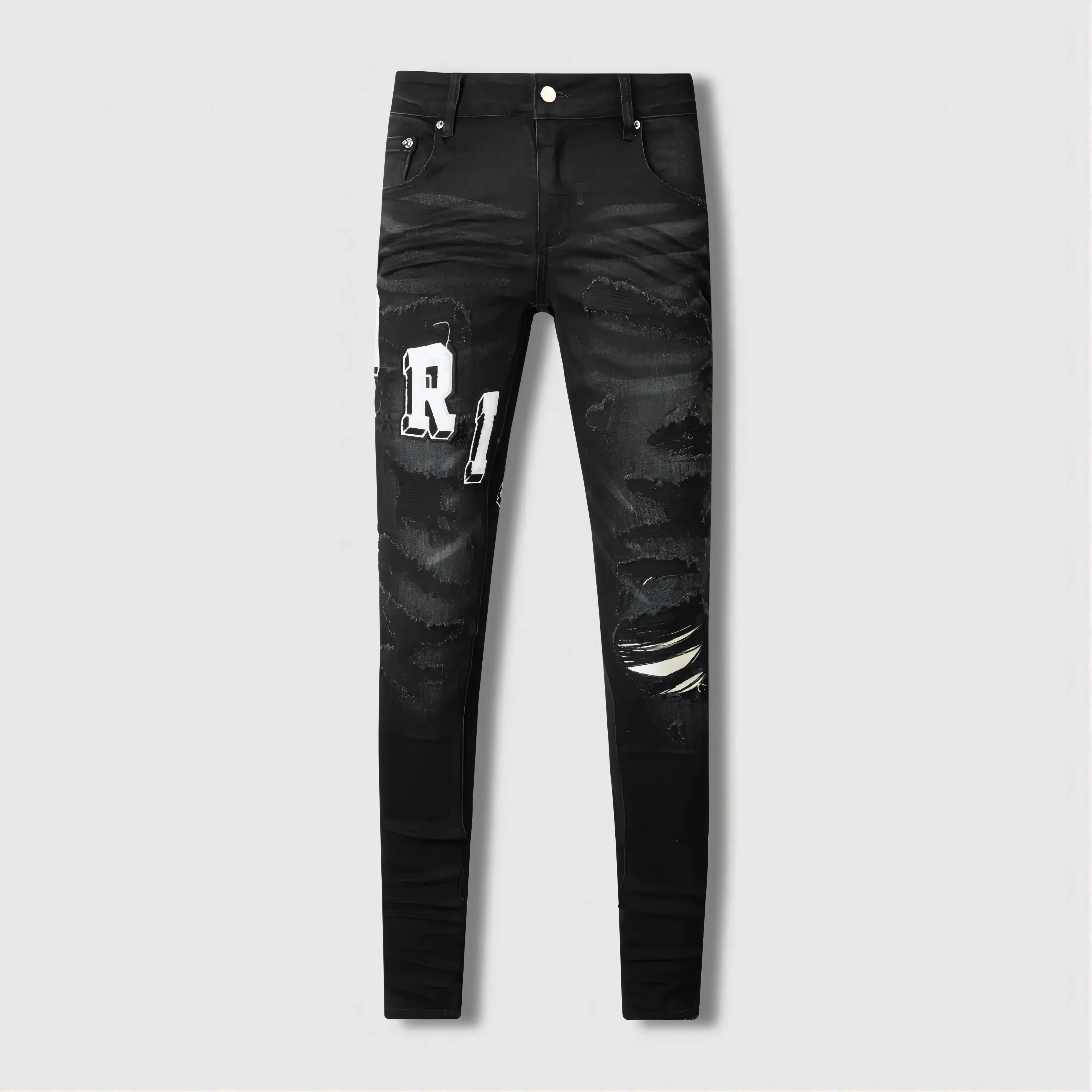 Designer-Herrenjeans, lila Jeans, modische gerade Hosen, lila, brandneue, echte Stretch-Jeans für Herren, Robin Rock Revival, Kristallnieten-Denim-Designerhose 49512