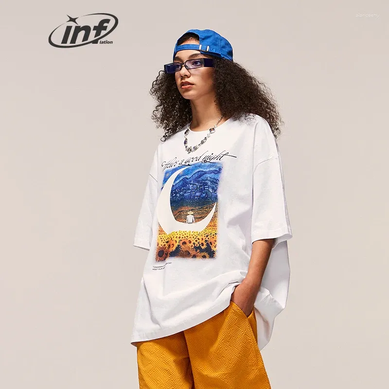 Men's T Shirts INFLATION Men Hip Hop Shirt Streetwear Summer Funny Screen Printed Drop Shoulder Cotton Tees