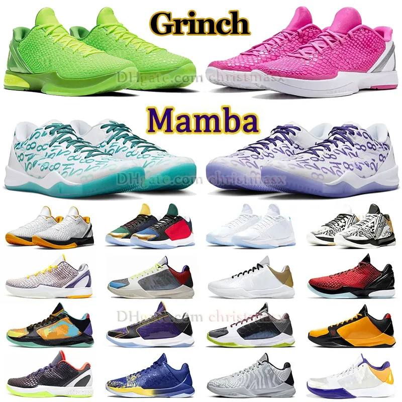 kobe kobes 6 Mambas Protro Grinch Basketbol Ayakkabı Mamba Mambacita Pembe Prelude Beyaz Del Sol Mambas 5 Yüzük Büyük Sahne Geçit Töreni Yenilmez x Ya Paket Eğitmenler Sneakers