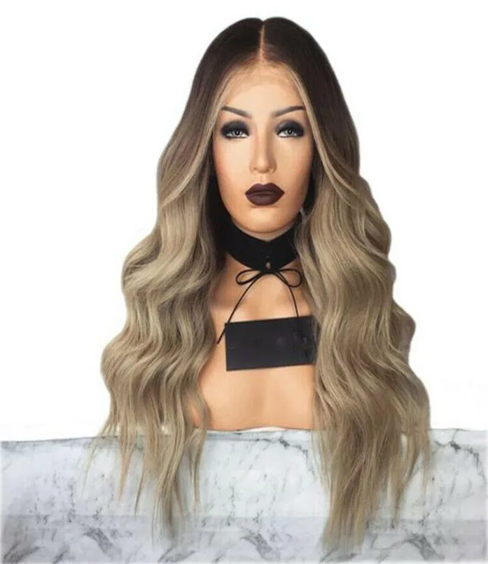 Kvinnor damercurly wavy syntetiska wighair capfancy klänning cosplay costume bob mode spets front anständigt säkert för fest halloween bir7636259