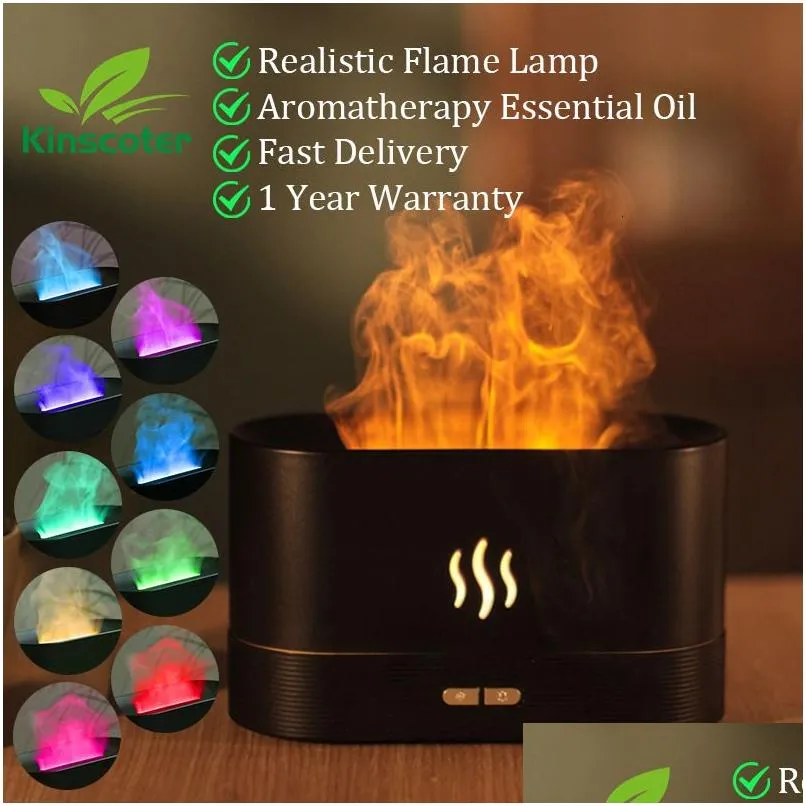 Diffusori di oli essenziali Kinscoter Diffusore di aromi Umidificatore Trasonic Cool Mist Maker Fogger Led Oil Flame Lamp Difusor 230617 Dr Dhekw