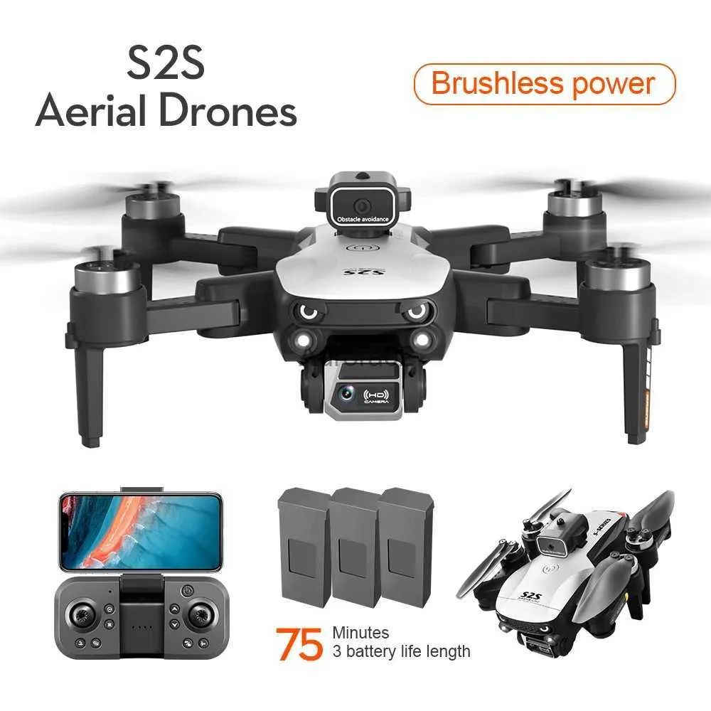 DRONES S2S MINI DRONE 4K Profesional 8K HD Camera Hinder Undvikande Aerial Photography Brushless Motor Foldbar RC Quadcopter Kids Toy YQ240217