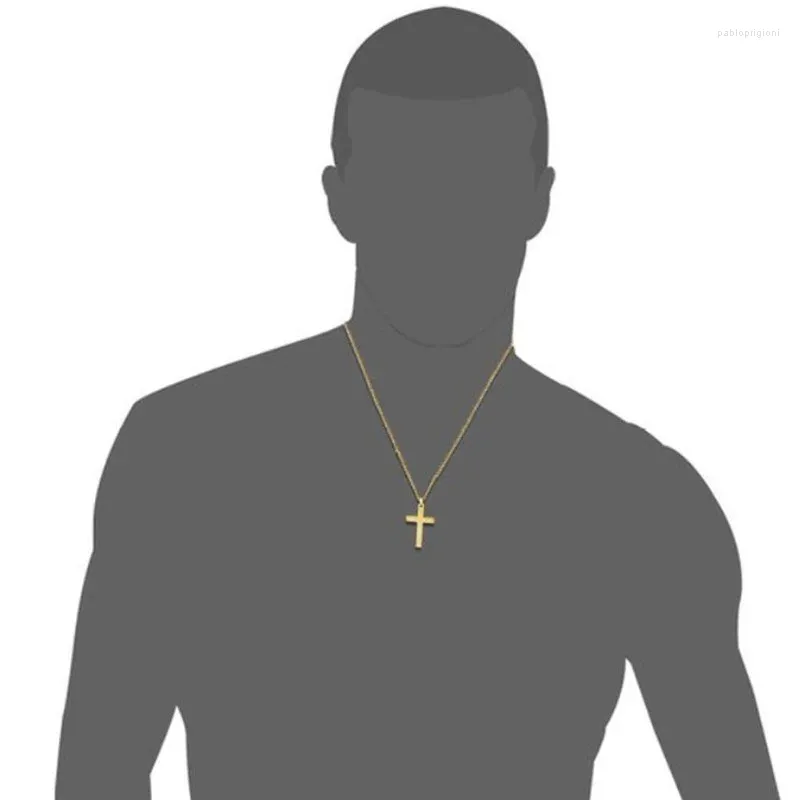 Chains Men Chain Jewelry Trend Vintage Simplicity Cross Pendant Stainless Steel Gold Sier Color Necklace Goth Mens'_voghion.com