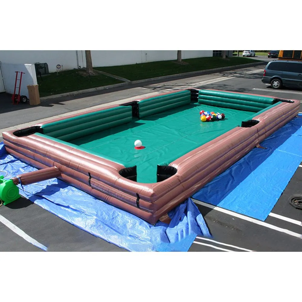 10x5m wholesale High Quality inflatable billiard table Oxford inflatables snooker soccer pool tables field football pitch with blower and 16balls for sale