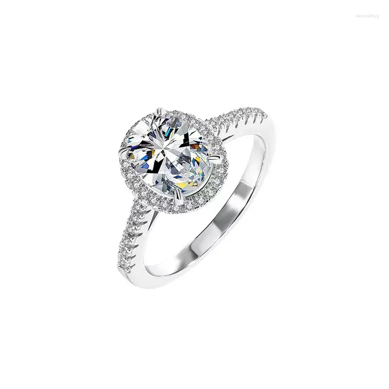 Cluster Rings D Färg Fina smycken 925 Sterling Silver 2 S Oval Cut Moissanite Diamond VVS Bröllopsförlovningsring