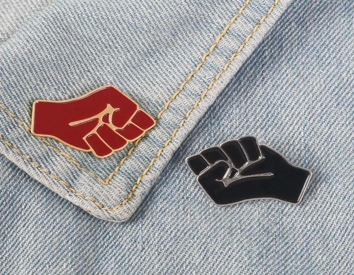 Эмалированная красная брошь с поднятым кулаком солидарности, шляпа, булавка с лацканами, значок рубашки, черный цвет, ювелирные изделия Gift9414967