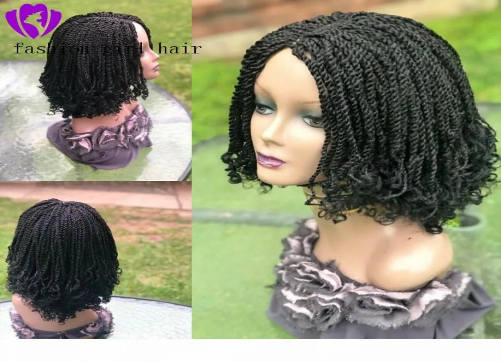 Handtied black brown Blonde Braided Lace Wig short curly braids lace front wig synthetic hair new bob box braids wig for black wom6147109