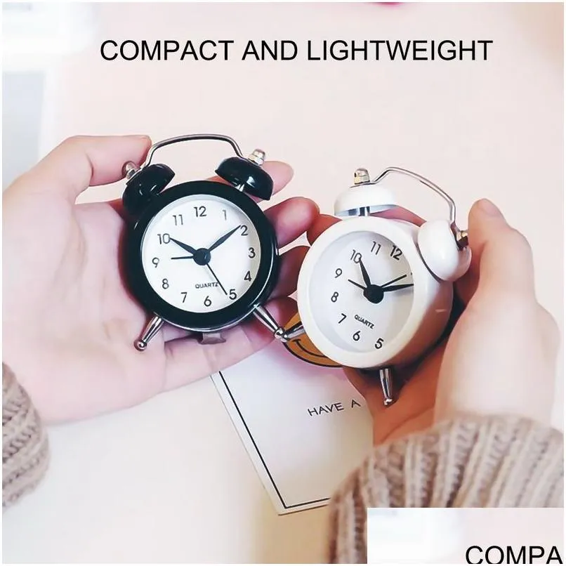 Other Clocks & Accessories Other Clocks Accessories 50Mm Small Alarm Clock High Quality Bell For Travel Vintage Analog Mini Desk With Dhwho