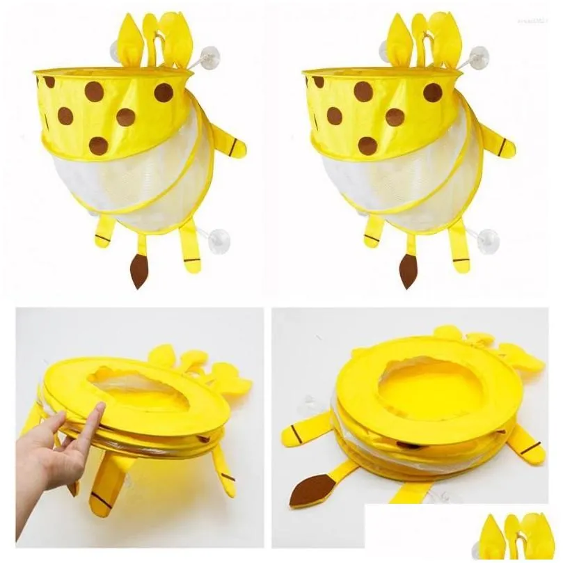 Lagringslådor Bins Usef Crab Form Baby Shower Toys Wall Bag med Suction Cup Polyester Bath Attraktiv för Garten Drop Leverans H DH8on