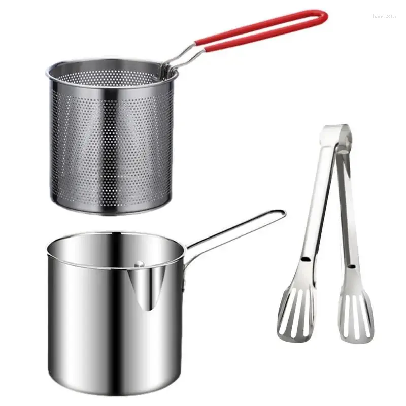 Pans Multifunction Stainless Steel Fryer Gas Mini Pot With Strainer Tempura Oil Saving Small Clamp Kitchen Tool