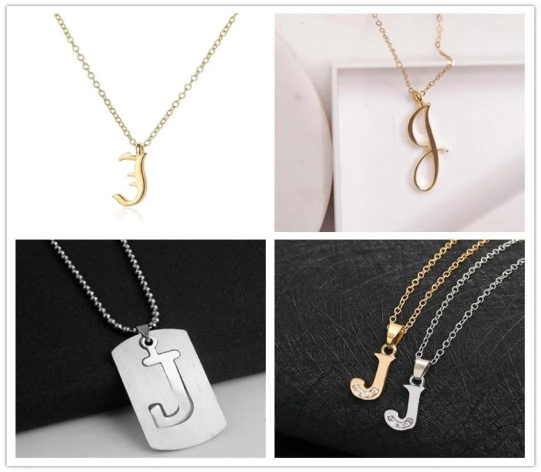 Letter J Stainless steel alloy Alphabet name Initial pendant necklace monogram America English word sign chain friend woman mothe5067619