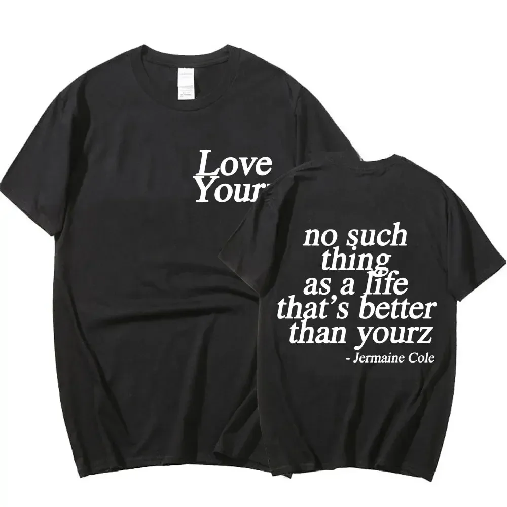 래퍼 j Cole Love Yourz 대형 티셔츠 여자 남성 여름 패션 O- 넥 짧은 슬리브 재미있는 Tshirt 그래픽 티 스트리트웨어