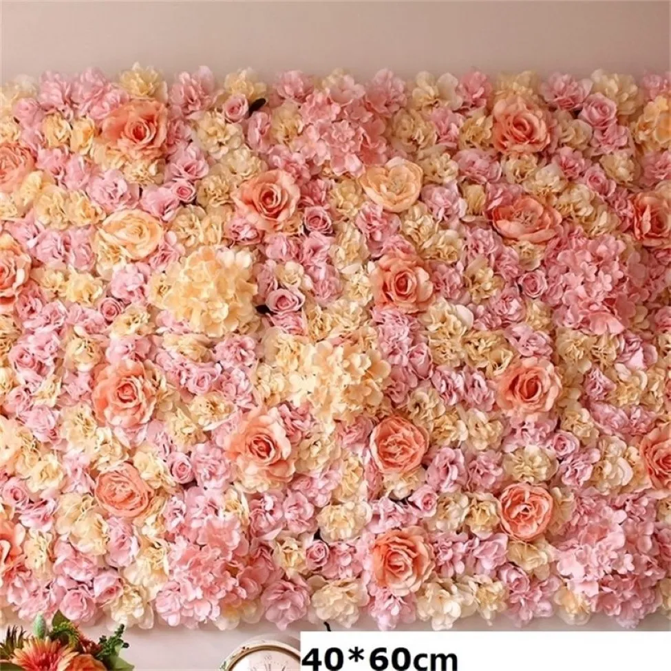 4060cm Artificial Flowers Mat Silk Rose Hybrid Wedding Flower Wall Artificial Rose Peony Flower Wall Panels Wedding Decoration T20289z