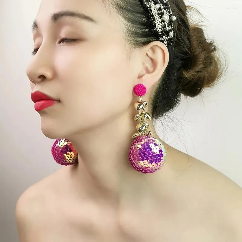 Dangle Oorbellen Bohemen Lange Veelkleurige Twinkle Grote Bal Hangende Hart Cluster Verklaring Drop Earring Voor Vrouwen Sieraden