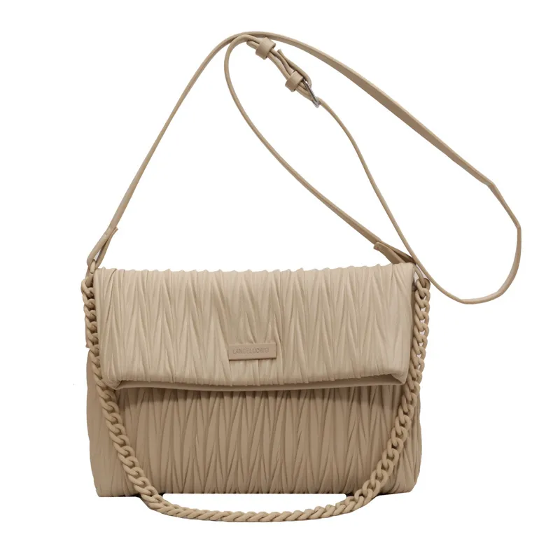 Hoogwaardige crossbody geplooide damestas, nieuwe ketting-niche-okseltas