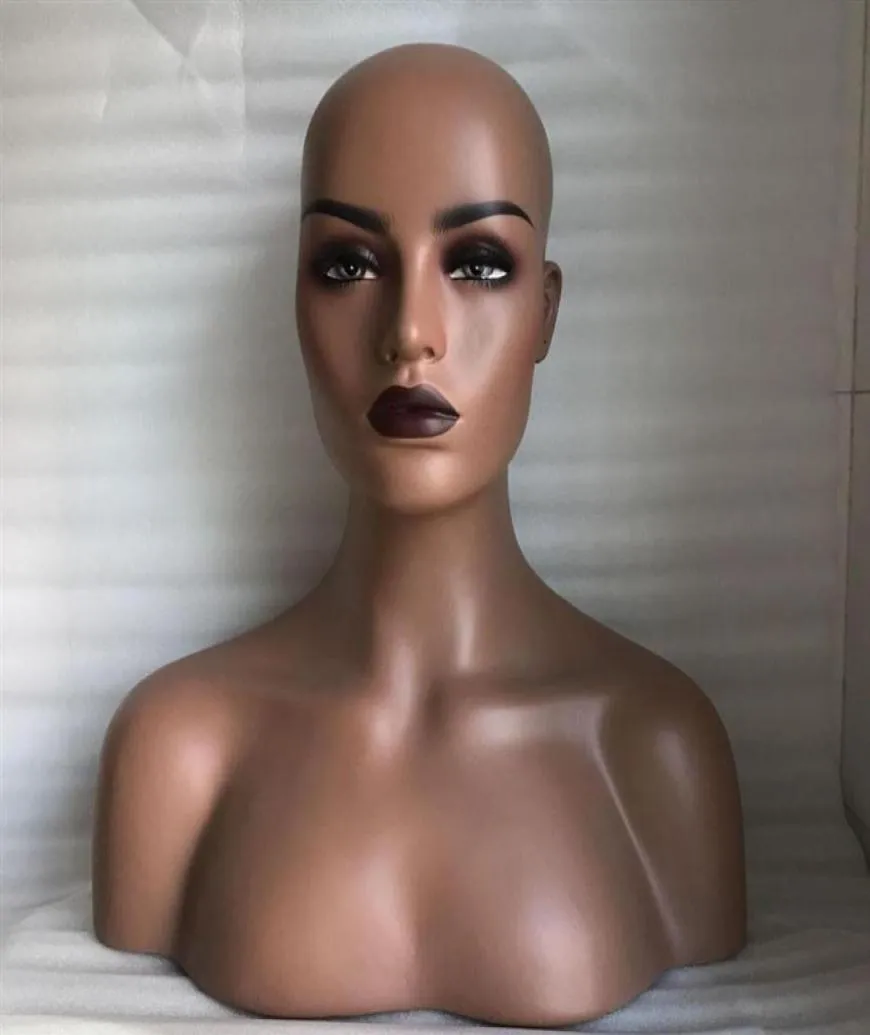 Nouveau maquillage violet foncé lèvre en fibre de verre afro-américaine femme noire Mannequin tête buste pour perruques en dentelle Display315s4615187