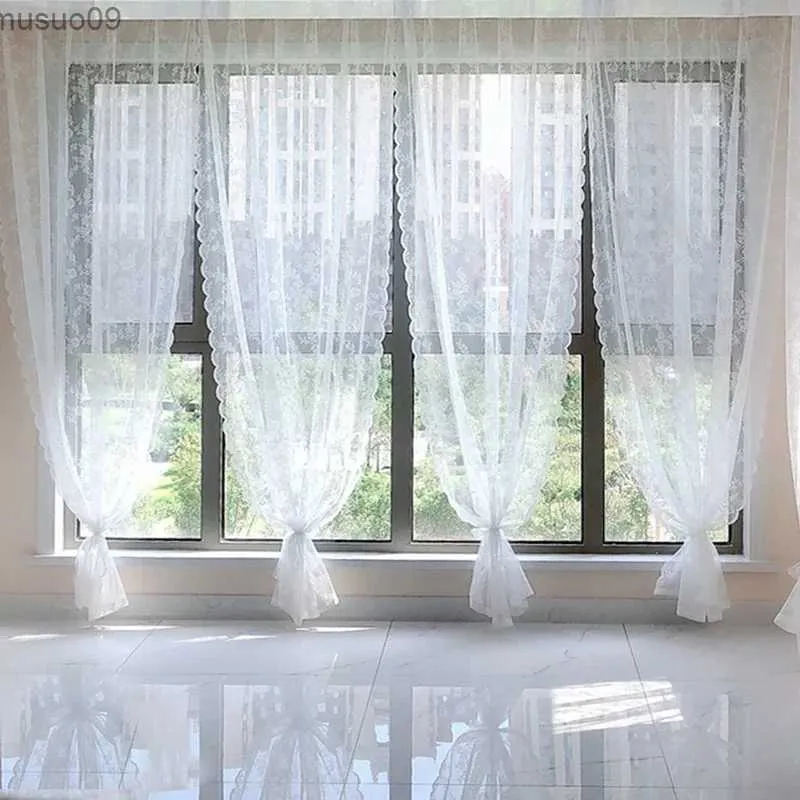 カーテンホワイトレースカーテンリビングルーム装飾的なカーテンドア窓キャビネットカーテンベッドルームフローティングチュールシアーウィンドウシェード