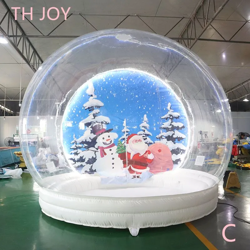 buitenactiviteiten 4m dia + 2m tunnel gigantische kerst opblaasbare bubbelhuis sneeuwbol met tunnel kerstballon te koop