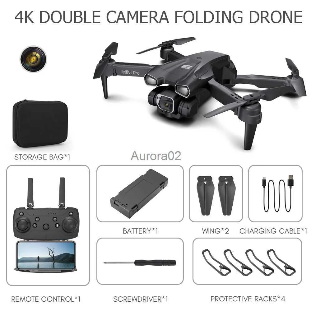 Drones RC Drone avec caméra 4k télécommande hélicoptère aérien pliable radiocommandé quadrirotor geste WIFI PVF jouet cadeau YQ240217